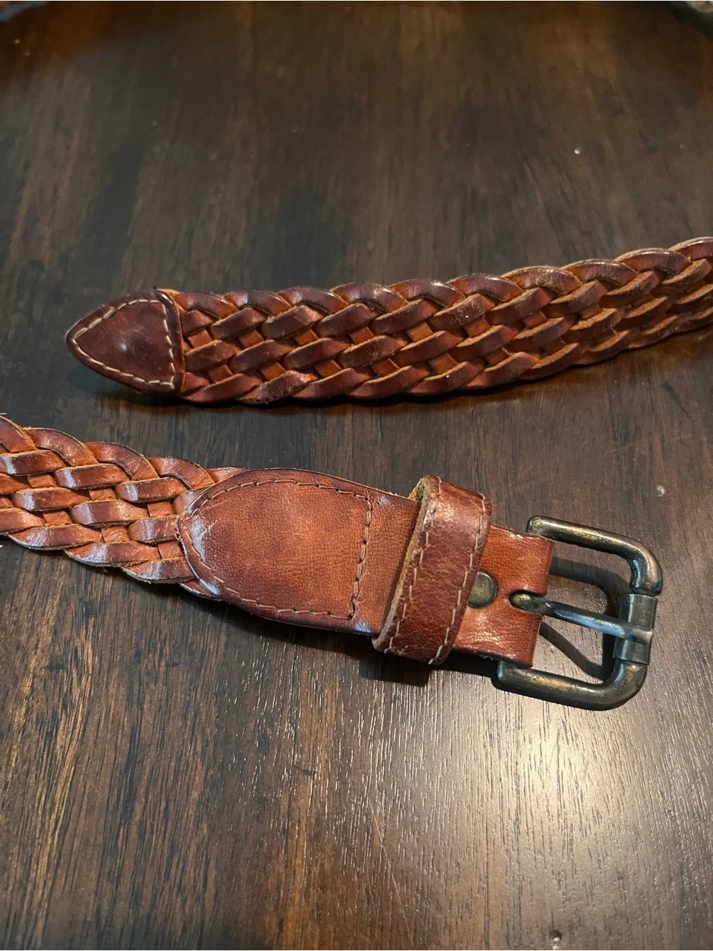 Braided Leather Belt — Brown